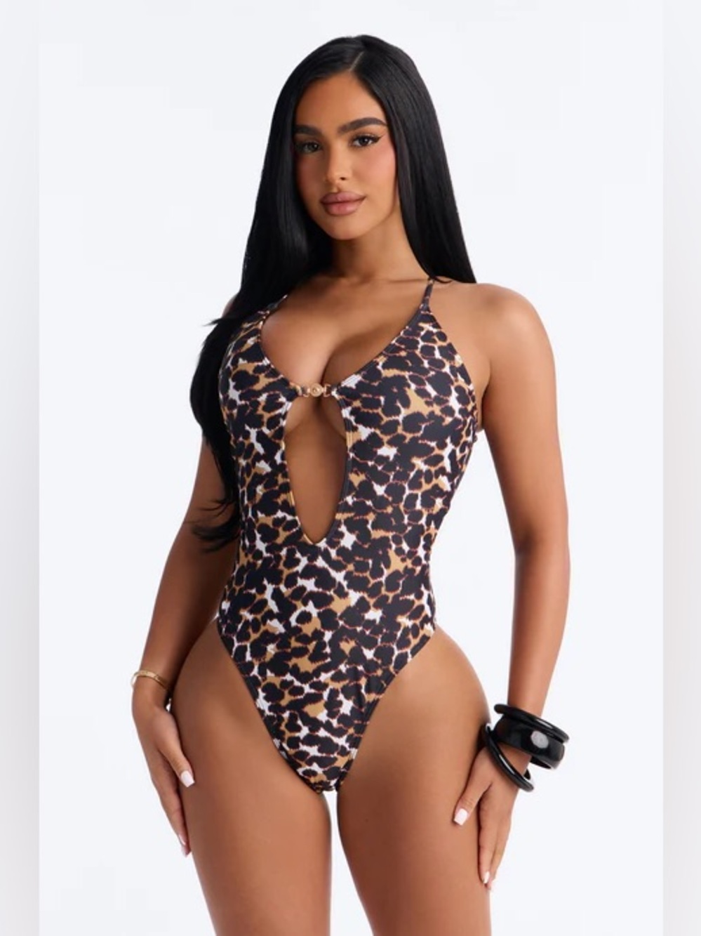 ❥𝖥𝖠𝖲𝖧𝖨𝖮𝖭𝖭𝖮𝖵𝖠: Sabina 1 Piece Leopard Cut Out Swimsuit - Leopard
